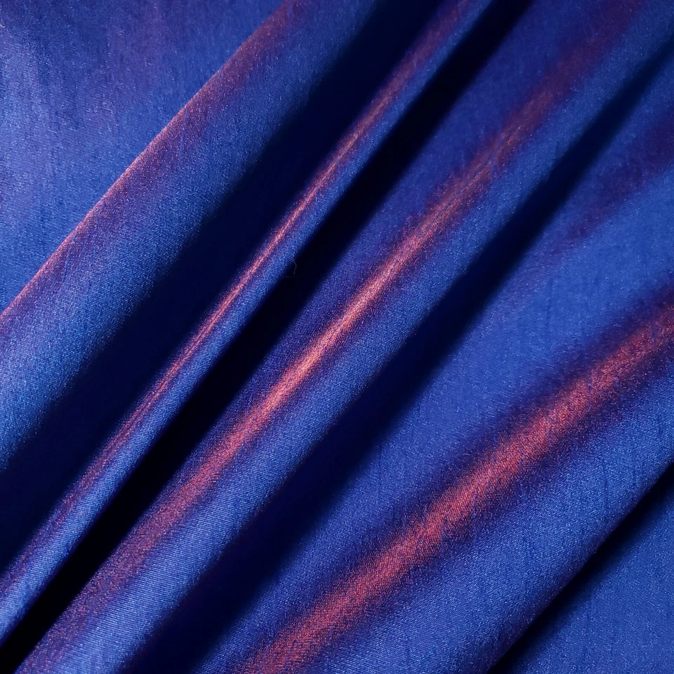 Shimmer Shantung Two-Tone BLUE RED  Dupioni Fabric 58" By The Yard - Image 3 of 4