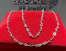 Platinum Heart Design Link Necklace 17.5 Inches