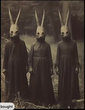 Creepy Victorian Photo | Witch Hares | Vintage Dark Academia | Halloween Masks