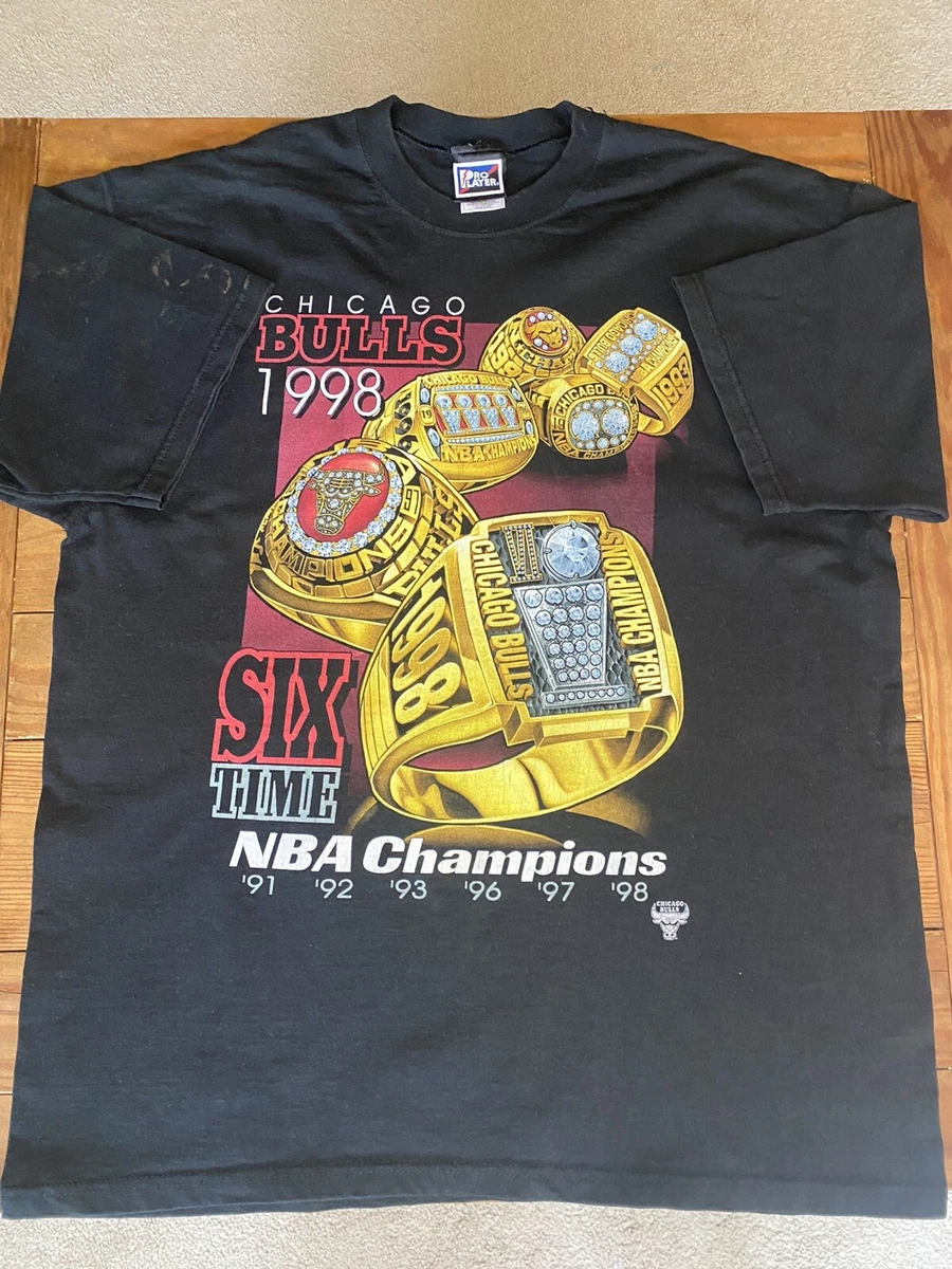 Vintage 1998 Six Time NBA Champs Chicago Bulls Championship Rings XXL T- Shirt