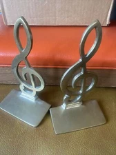 Brass Treble Clef Music Themed Bookends