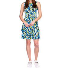 Michael Kors Swirl Flounce Dress Bright Limeade Size S 3179