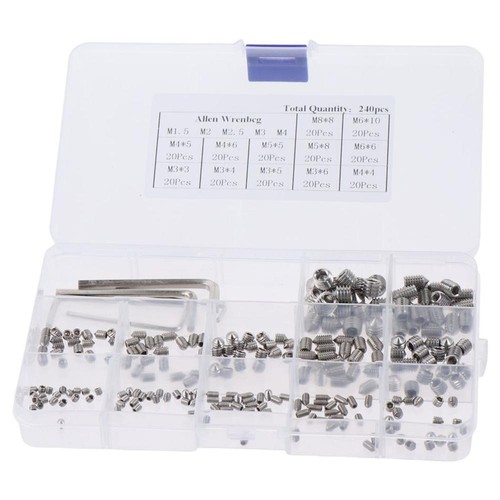 240Pcs M3 M4 M5 M6 M8 Allen Head Screws Hex Socket Set Screws Door