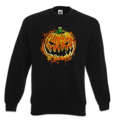 Pumpkin Head Sweatshirt Pullover Halloween Witch Black Magic Kürbis Gesicht