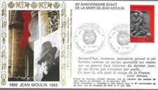 G013+ FDC ENVELOPPE 1er JOUR  50° ANNIVERSAIRE MORT JEAN  MOULIN