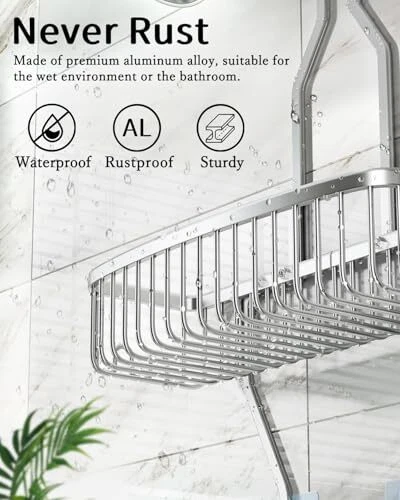 Shower Caddy Hanging Bathroom Organizer: Over Head Long Rack for Tall