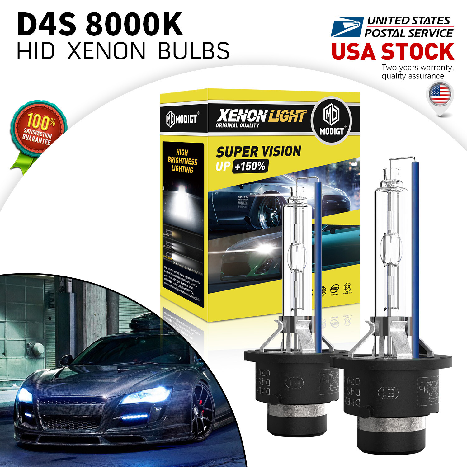 Xenon Bulb HID 8000K For Mitsubishi Outlander 14-16 Headlight D4S High/Low Beam