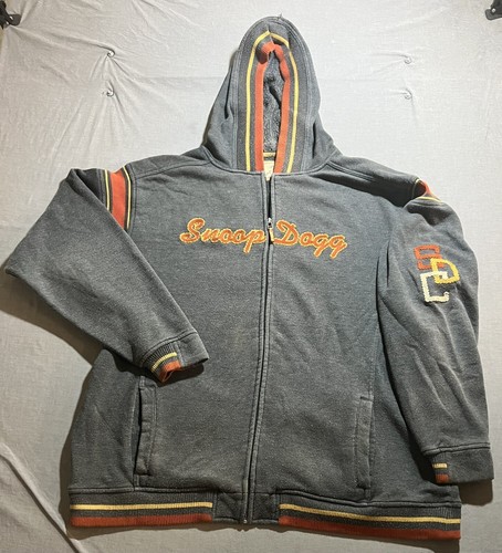 Vintage Snoop Dogg Clothing Sweater Adult 3XL Gray Full Zip Spell Out Hoodie Y2K