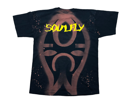 Soulfly Vintage shirt Tee Jersey Rare Band Metal Over Print Black