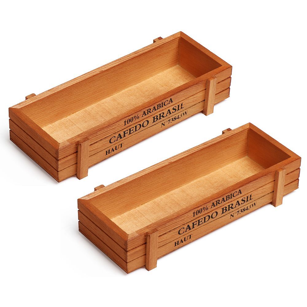 Garden Decor Succulent Boxes Wood Flowerpot Rectangle Vase Vintage