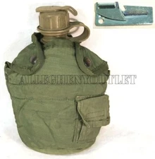NICE US Military Army Surplus 1 QT CANTEEN w/ OD COVER & FREE P-38 CAN OPENER