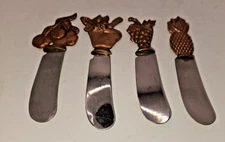 Cheese Knives Spreaders Set of 4 Stainless Steel copper Pineapple Grapes fruit
