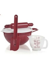 Tupperware Kids Basic Baking Set -Thatsa Bowl Measuring Cup Rolling Pin Red