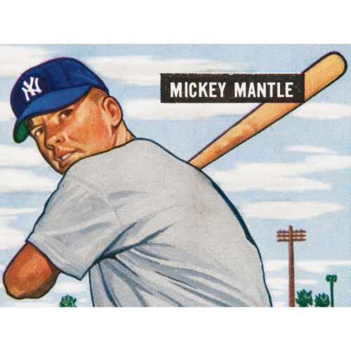 Bowman Mickey Mantle Baseball Card Portrait Wall Art Canvas Print 18X24 In - Bild 1 von 5