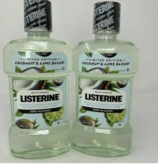 2 LISTERINE Zero Alcohol Mouthwash Coconut Lime 500ml Limited Edition