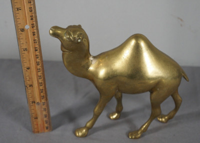 Vtg Brass Metal Camel Figurine Eclectic Decor 6'' Tall One Hump Animal Brutalist