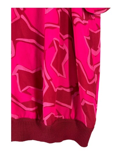 Diane Von Furstenberg Dark Bright Pink Women’s Short Sleeve Shirt, Size 4 Sheer - Picture 3 of 15