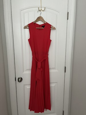 NWT Women's Size 00 Bright Red Sleeveless Pleated Wide leg