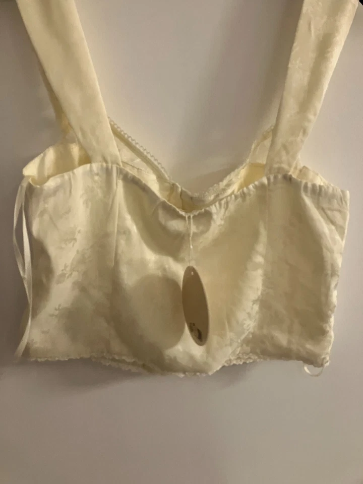 Urban Outfitters x Kiss The Sky Ryder Satin Top, Cream, Medium, RRP $46 - Image 3 of 4