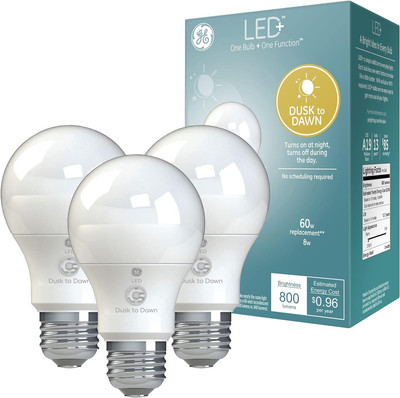 LED+ Dusk to Dawn A19 LED Light Bulbs, Automatic On/Off Outdoor Light, 8.5W, Sof