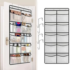 10 Large Mesh Pockets Over The Door Shoe Organizer, Hanging Storage Holder Rack
