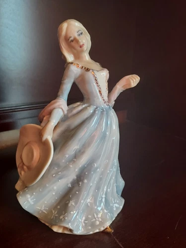 Vintage Narco Bisque Porcelian Woman Figurine W/ Hat- Hand Painted