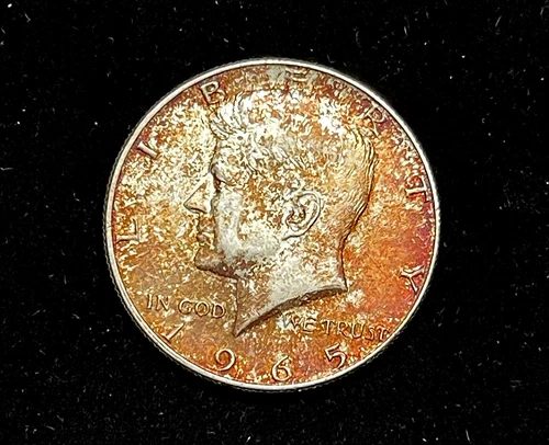 TONED Album Stored Uncirculated 1965-P 40% Silver Kennedy Half Dollar 50c