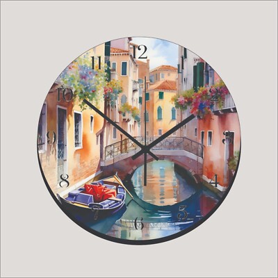 Venice Canal Gondola Italy Water Art Wall Hanging Wall Clock Time Piece