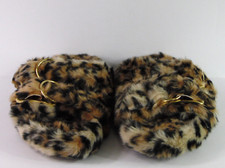Women's JF Fuzzy Leopard-Print Flip-Flop Slippers Sz. 8