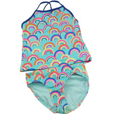 SPOTTED ZEBRA Resort Swimwear 2 Pc SMALL 6-7 Girls Tankini Crossback Raibow
