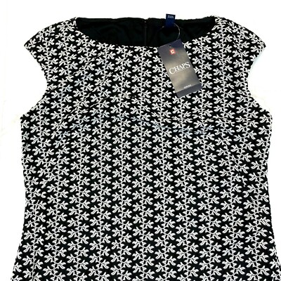 Chaps Floral Lace Jacquard Design Sheath Dress - Black / White - 6 | eBay