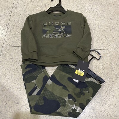 NWT Under Armour Baby Boys Green Camo Sweatshirt Set Sz 18 Months