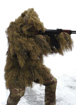 Ghillie Sniper Recon Hunting Parka Suit Desert Camo Airsoft Med
