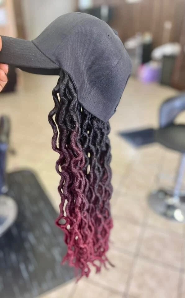 Gorra de béisbol pelucas con trenza recta rizada torcida cerraduras peinado sombrero ajustable Foto 4 de 4