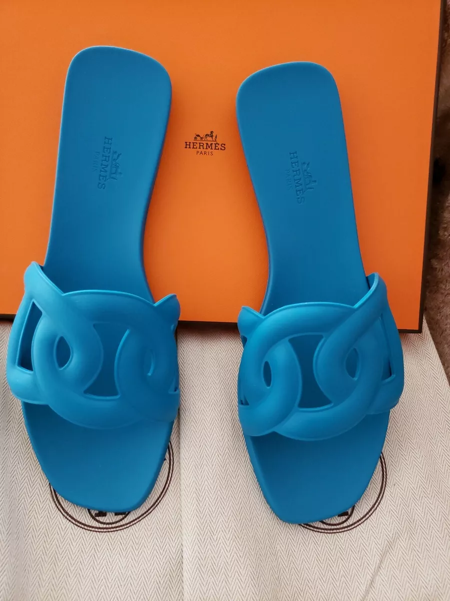 Hermes Aloha Vivid Blue Rubber Sandal Size 40EU Fits 10US, New | eBay