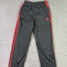 Adidas Youth Medium 10-12 Black Red Track Pants Joggers 3 Stripe Athletic Soccer