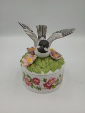 Vintage Musical Trinket Box Chickadee at Dawn  Ardleigh-Elliott & Sons 1992 