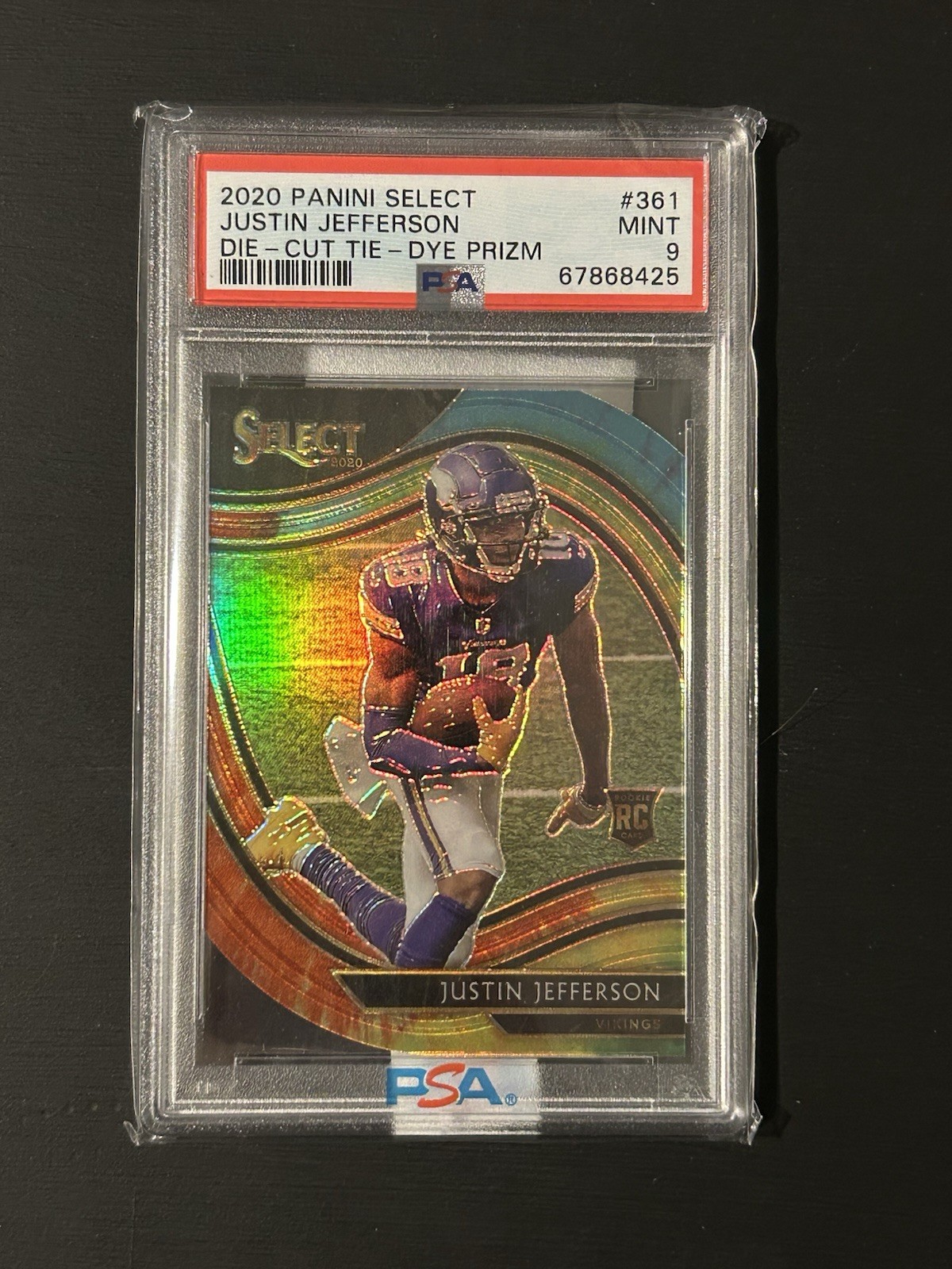 2020 Panini Select - Field Level Justin Jefferson Die Cut Tie-Dye Prizm /25 (RC)