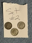 Lot of 3 90% Silver Roosevelt Dimes 10C Circulated 1951, 1960D, 1964