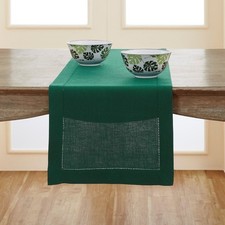 Solino Home Linen Rainforest Green Table Runner 144 Inches Long - 100 Pure L...