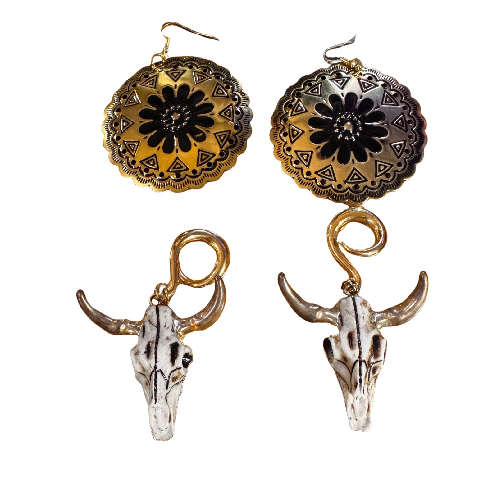 Western Statement Earring Bundle Buffalo Skull Ea… - image 1