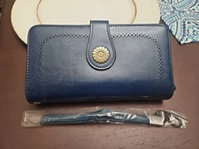 Bostanten Wristlet Large Capacity Wallet & Phone Holder Beautiful Deep Blue
