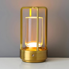 Portable Metal Table Lamp for Outdoor Indoor, Rechargeable Desk Lamp with Touch