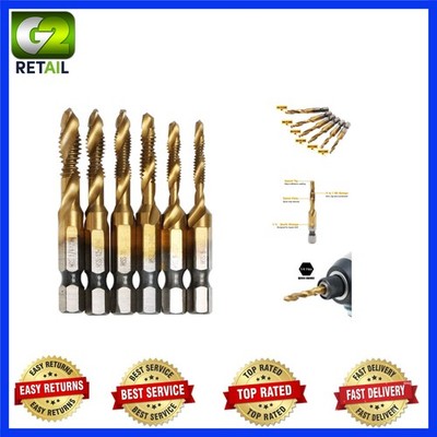 High-Speed Steel Titanium Drill Tap Bit Set - 6 Pieces for Precision Tapping