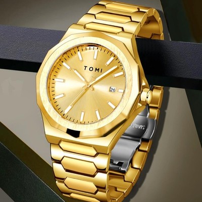 42MM TOMI Quartz Luxury Men's Watch 30M Waterproof Diver Stainless Luminous NEW
