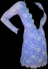 Nurielle Haute Couture  Gorgeous Blue Beaded Lace Dress Sz Sm/med