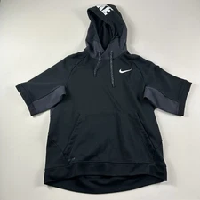 Nike Pivot Short Sleeves Hoodie Mens Large Black Training 728352-091 Workout Gym