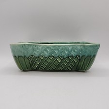 Vtg MCM Cookson Pottery Oblong Green Blue Drip Planter Marked 625 Made In USA