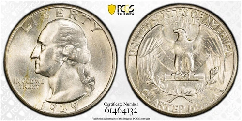 1939 Washington Quarter PCGS MS64