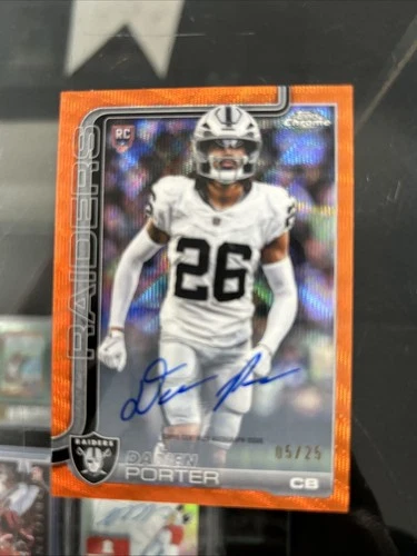 2026 Topps Chrome NFL Darien Porter Orange Wave Auto /25 Raiders SP Rookie RC